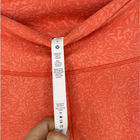 Lululemon Wunder Under HR Train Shorts Size 6 Orange 8" short Biker Gym Work Out - Picture 5 of 6